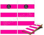 Cornhole Game Board Vinyl Skin Wrap Kit - Premium Laminated - Psycho Stripes Hot Pink and White fits 24x48 game boards (GAMEBOARDS NOT INCLUDED)