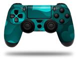 WraptorSkinz Skin compatible with Sony PS4 Dualshock Controller PlayStation 4 Original Slim and Pro Bokeh Hearts Neon Teal (CONTROLLER NOT INCLUDED)