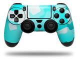 WraptorSkinz Skin compatible with Sony PS4 Dualshock Controller PlayStation 4 Original Slim and Pro Bokeh Squared Neon Teal (CONTROLLER NOT INCLUDED)