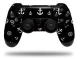 WraptorSkinz Skin compatible with Sony PS4 Dualshock Controller PlayStation 4 Original Slim and Pro Nautical Anchors Away 02 Black (CONTROLLER NOT INCLUDED)