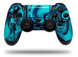 WraptorSkinz Skin compatible with Sony PS4 Dualshock Controller PlayStation 4 Original Slim and Pro Liquid Metal Chrome Neon Blue (CONTROLLER NOT INCLUDED)