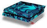 Vinyl Decal Skin Wrap compatible with Sony PlayStation 4 Original Console Liquid Metal Chrome Neon Blue (PS4 NOT INCLUDED)