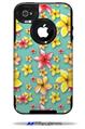 Beach Flowers Seafoam Green - Decal Style Vinyl Skin fits Otterbox Commuter iPhone4/4s Case (CASE SOLD SEPARATELY)