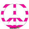 Psycho Stripes Hot Pink and White - Peace Sign Car Window Decal 6 x 6 inches
