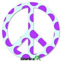 Kearas Polka Dots Purple And Blue - Peace Sign Car Window Decal 6 x 6 inches
