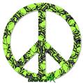 Scattered Skulls Neon Green - Peace Sign Car Window Decal 6 x 6 inches