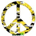 WraptorCamo Digital Camo Yellow - Peace Sign Car Window Decal 6 x 6 inches