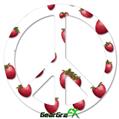 Strawberries on White - Peace Sign Car Window Decal 6 x 6 inches