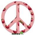 Strawberries on Pink - Peace Sign Car Window Decal 6 x 6 inches