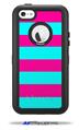 Psycho Stripes Neon Teal and Hot Pink - Decal Style Vinyl Skin fits Otterbox Defender iPhone 5C Case (CASE SOLD SEPARATELY)