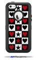 Hearts and Stars Red - Decal Style Vinyl Skin fits Otterbox Defender iPhone 5C Case (CASE SOLD SEPARATELY)