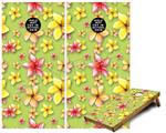 Cornhole Game Board Vinyl Skin Wrap Kit - Beach Flowers Sage Green fits 24x48 game boards (GAMEBOARDS NOT INCLUDED)
