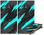Cornhole Game Board Vinyl Skin Wrap Kit - Jagged Camo Neon Teal fits 24x48 game boards (GAMEBOARDS NOT INCLUDED)