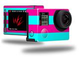 Psycho Stripes Neon Teal and Hot Pink - Decal Style Skin fits GoPro Hero 4 Silver Camera (GOPRO SOLD SEPARATELY)