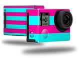 Psycho Stripes Neon Teal and Hot Pink - Decal Style Skin fits GoPro Hero 4 Black Camera (GOPRO SOLD SEPARATELY)