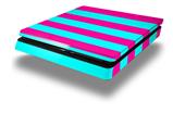 Vinyl Decal Skin Wrap compatible with Sony PlayStation 4 Slim Console Psycho Stripes Neon Teal and Hot Pink (PS4 NOT INCLUDED)