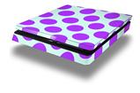 Vinyl Decal Skin Wrap compatible with Sony PlayStation 4 Slim Console Kearas Polka Dots Purple And Blue (PS4 NOT INCLUDED)
