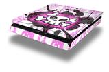 Vinyl Decal Skin Wrap compatible with Sony PlayStation 4 Slim Console Cartoon Skull Pink (PS4 NOT INCLUDED)