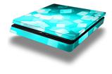 Vinyl Decal Skin Wrap compatible with Sony PlayStation 4 Slim Console Bokeh Squared Neon Teal (PS4 NOT INCLUDED)