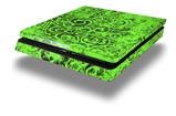 Vinyl Decal Skin Wrap compatible with Sony PlayStation 4 Slim Console Folder Doodles Neon Green (PS4 NOT INCLUDED)