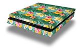 Vinyl Decal Skin Wrap compatible with Sony PlayStation 4 Slim Console Beach Flowers 02 Seafoam Green (PS4 NOT INCLUDED)