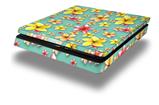 Vinyl Decal Skin Wrap compatible with Sony PlayStation 4 Slim Console Beach Flowers Seafoam Green (PS4 NOT INCLUDED)