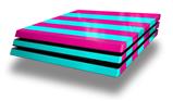 Vinyl Decal Skin Wrap compatible with Sony PlayStation 4 Pro Console Psycho Stripes Neon Teal and Hot Pink (PS4 NOT INCLUDED)