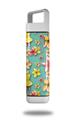 Skin Decal Wrap for Clean Bottle Square Titan Plastic 25oz Beach Flowers Seafoam Green (BOTTLE NOT INCLUDED)