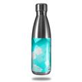 Skin Decal Wrap for RTIC Water Bottle 17oz Bokeh Squared Neon Teal (BOTTLE NOT INCLUDED)