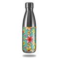 Skin Decal Wrap for RTIC Water Bottle 17oz Beach Flowers Seafoam Green (BOTTLE NOT INCLUDED)