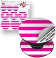 Decal Style Vinyl Skin Wrap 3 Pack for PopSockets Psycho Stripes Hot Pink and White (POPSOCKET NOT INCLUDED)