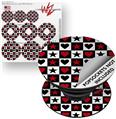 Decal Style Vinyl Skin Wrap 3 Pack for PopSockets Hearts and Stars Red (POPSOCKET NOT INCLUDED)