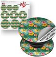 Decal Style Vinyl Skin Wrap 3 Pack for PopSockets Beach Flowers 02 Seafoam Green (POPSOCKET NOT INCLUDED)