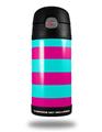 Skin Decal Wrap for Thermos Funtainer 12oz Bottle Psycho Stripes Neon Teal and Hot Pink (BOTTLE NOT INCLUDED) by WraptorSkinz