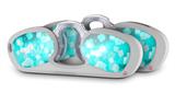 Decal Style Vinyl Skin Wrap 2 Pack for Nooz Glasses Rectangle Case Bokeh Squared Neon Teal (NOOZ NOT INCLUDED) by WraptorSkinz