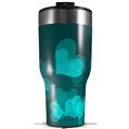 Skin Wrap Decal for 2017 RTIC Tumblers 40oz Bokeh Hearts Neon Teal (TUMBLER NOT INCLUDED)