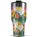 Skin Wrap Decal for 2017 RTIC Tumblers 40oz Beach Flowers 02 White (TUMBLER NOT INCLUDED)