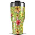 Skin Wrap Decal for 2017 RTIC Tumblers 40oz Beach Flowers Sage Green (TUMBLER NOT INCLUDED)