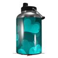 Skin Decal Wrap for 2017 RTIC One Gallon Jug Bokeh Hearts Neon Teal (Jug NOT INCLUDED) by WraptorSkinz