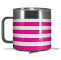 Skin Decal Wrap for Yeti Coffee Mug 14oz Psycho Stripes Hot Pink and White - 14 oz CUP NOT INCLUDED by WraptorSkinz