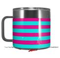 Skin Decal Wrap for Yeti Coffee Mug 14oz Psycho Stripes Neon Teal and Hot Pink - 14 oz CUP NOT INCLUDED by WraptorSkinz