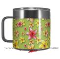 Skin Decal Wrap for Yeti Coffee Mug 14oz Beach Flowers Sage Green - 14 oz CUP NOT INCLUDED by WraptorSkinz