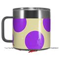 Skin Decal Wrap for Yeti Coffee Mug 14oz Kearas Polka Dots Purple On Cream - 14 oz CUP NOT INCLUDED by WraptorSkinz