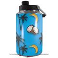 Skin Decal Wrap for Yeti 1 Gallon Jug Coconuts Palm Trees and Bananas Blue Medium - JUG NOT INCLUDED by WraptorSkinz