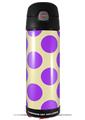 Skin Decal Wrap for Thermos Funtainer 16oz Bottle Kearas Polka Dots Purple On Cream (BOTTLE NOT INCLUDED) by WraptorSkinz