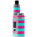 Skin Decal Wrap for Smok AL85 Alien Baby Psycho Stripes Neon Teal and Hot Pink VAPE NOT INCLUDED