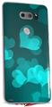 Skin Decal Wrap for LG V30 Bokeh Hearts Neon Teal