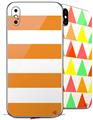 2 Decal style Skin Wraps set for Apple iPhone X and XS Psycho Stripes Orange and White
