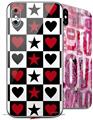 2 Decal style Skin Wraps set for Apple iPhone X and XS Hearts and Stars Red