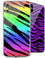 2 Decal style Skin Wraps set for Apple iPhone X and XS Tiger Rainbow